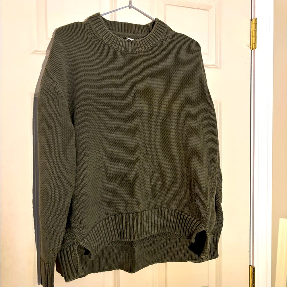Lg Daily Ritual Green Mockneck Sweater